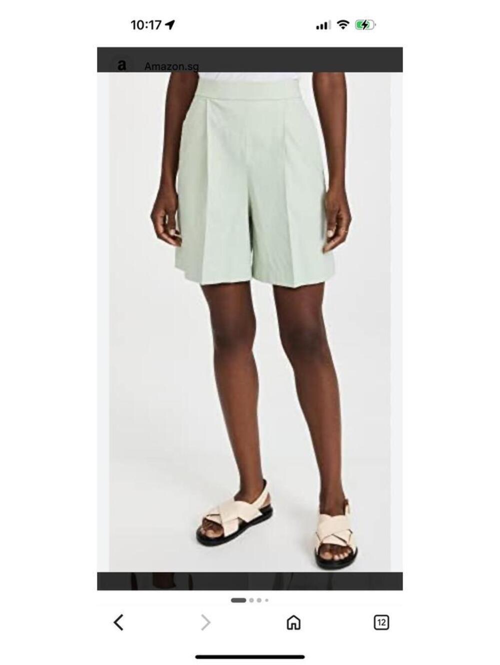 NWOT Theory Womens Pleated Linen Blend Pull on Shorts sz L